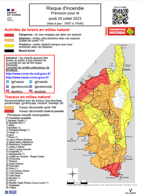 Waldmassive von Fango, Bonifatu und  Agriate geschlossen